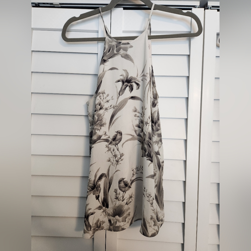 LOFT Cream and Gray Sleeveless Top